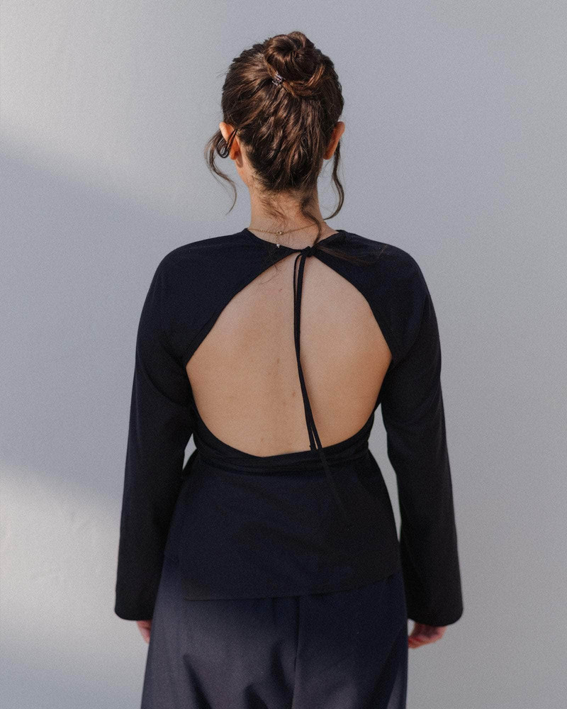 BASERANGE Long Sleeve Apron Top - Wild Silk outlook