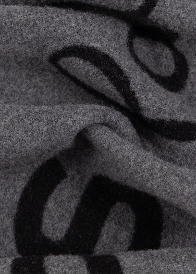 Grey Wool-Blend Zebra Logo Scarf 3
