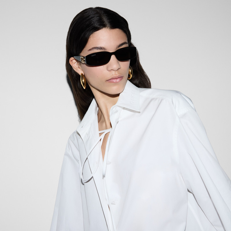 Cotton poplin shirt with ribbon tie 5