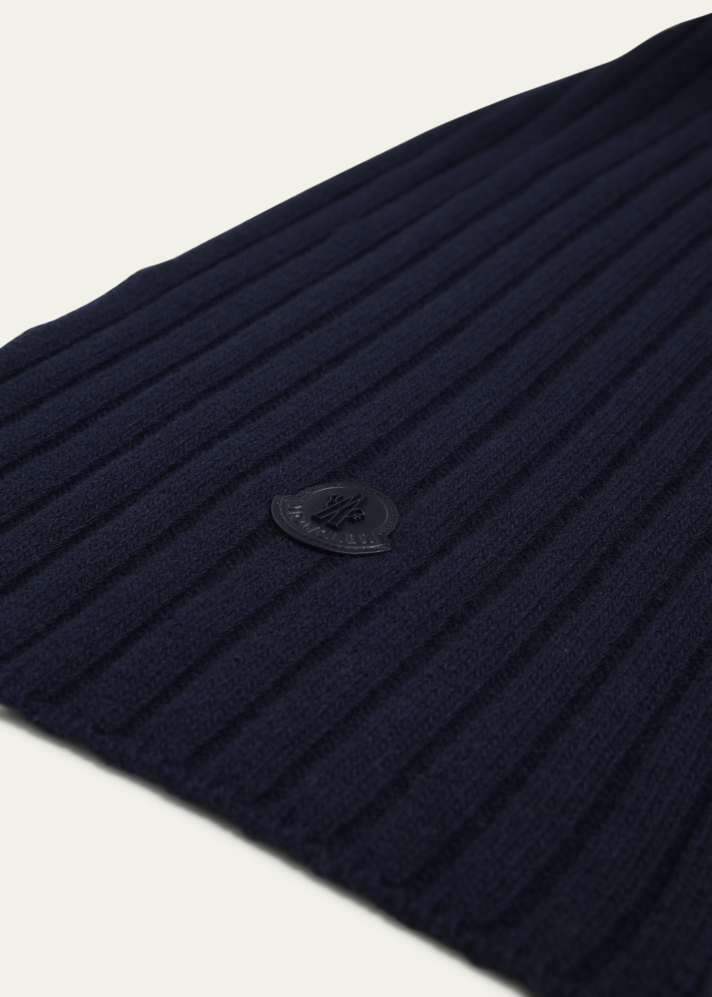 Wool English Rib Scarf with Leather Logo Patch - 4