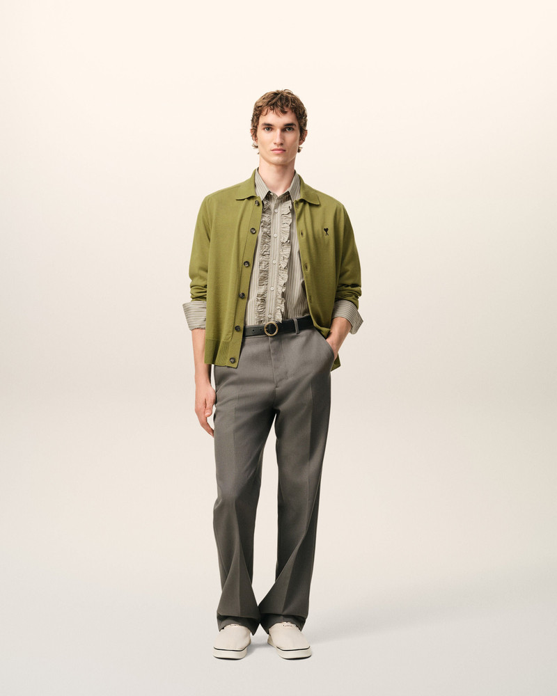 AMI Paris BEIGE COTTON LONG SLEEVE RUFFLED ADJUSTED SHIRT outlook