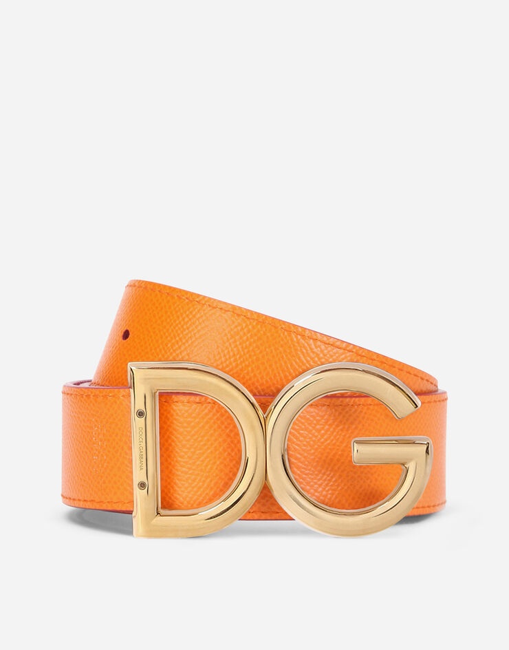 Reversible dauphine calfskin belt with DG logo - 4