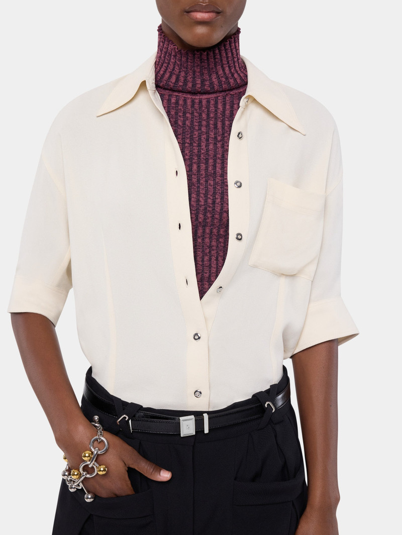 WHITE POPLIN FITTED SHIRT WITH JEWELERY BUTTONS 6