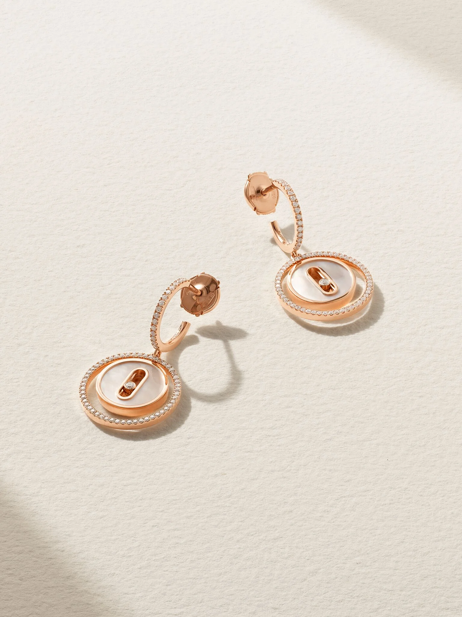 Lucky Move 18-karat gold, mother-of-pearl and diamond earrings Gold - 1