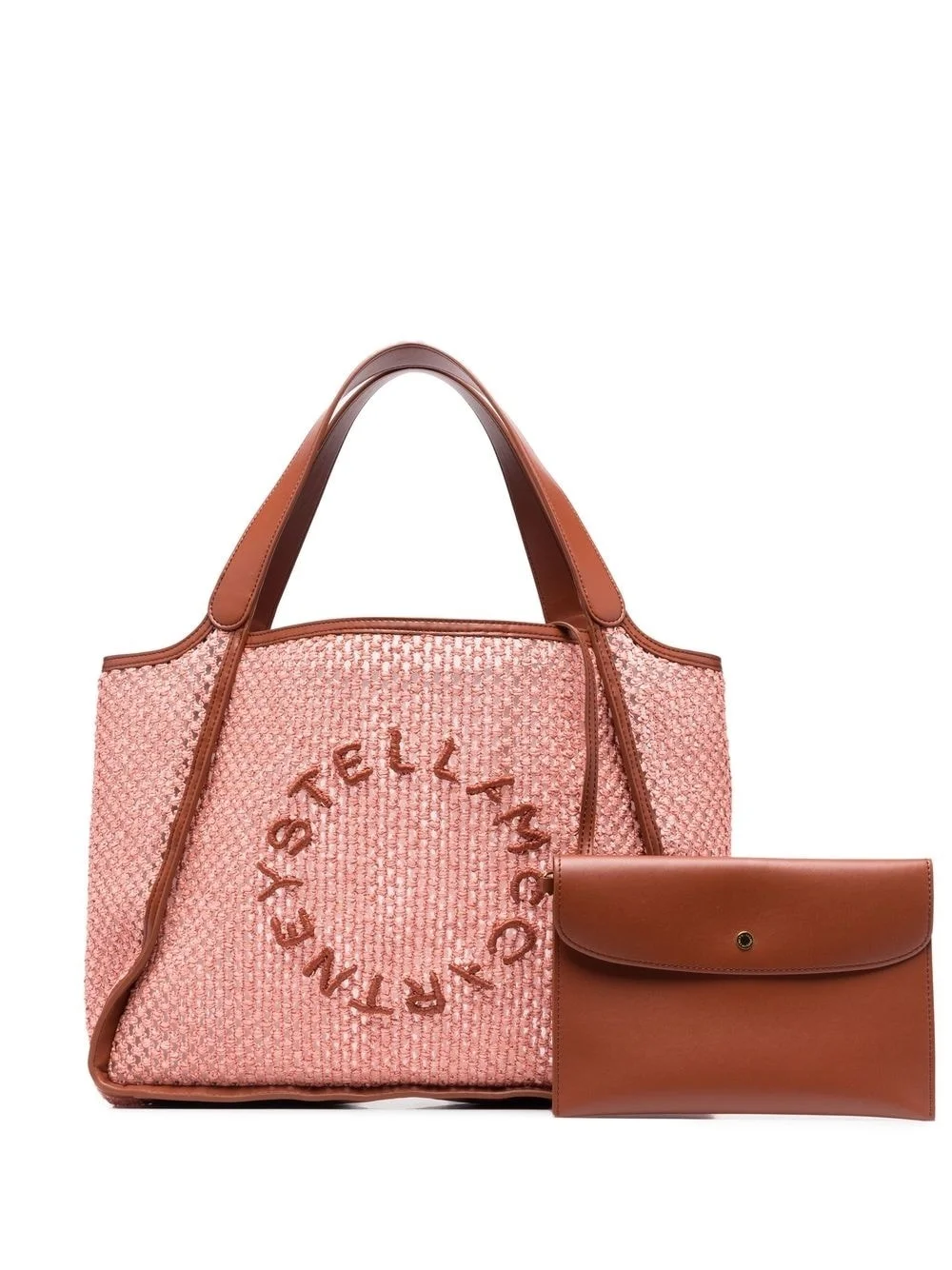 embroidered-logo woven tote bag - 1