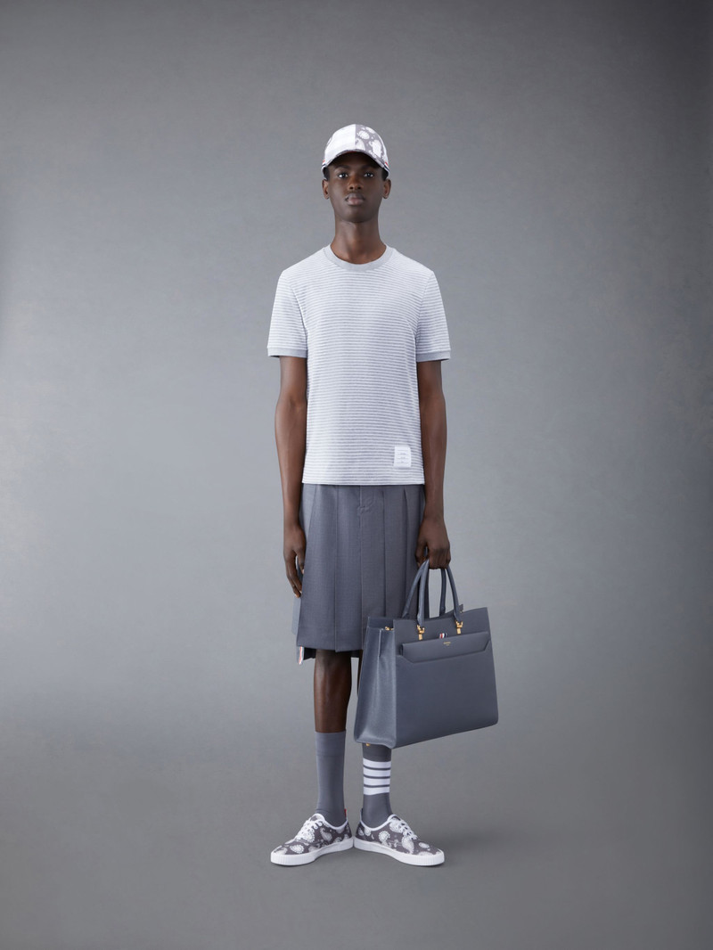 Pinstripe Micro Waffle Rib Cuff Tee 4