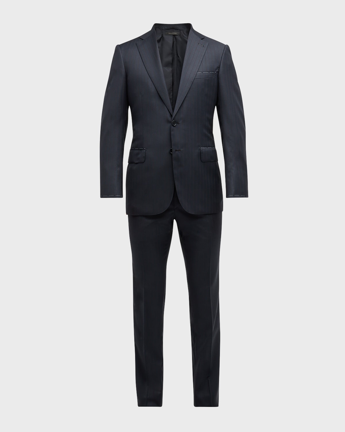 Men's Wool Pinstripe Suit - 10