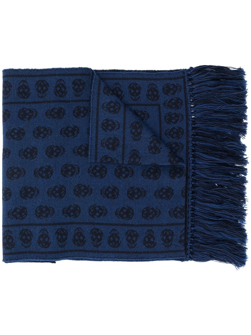 skull patterned frayed edge scarf - 1