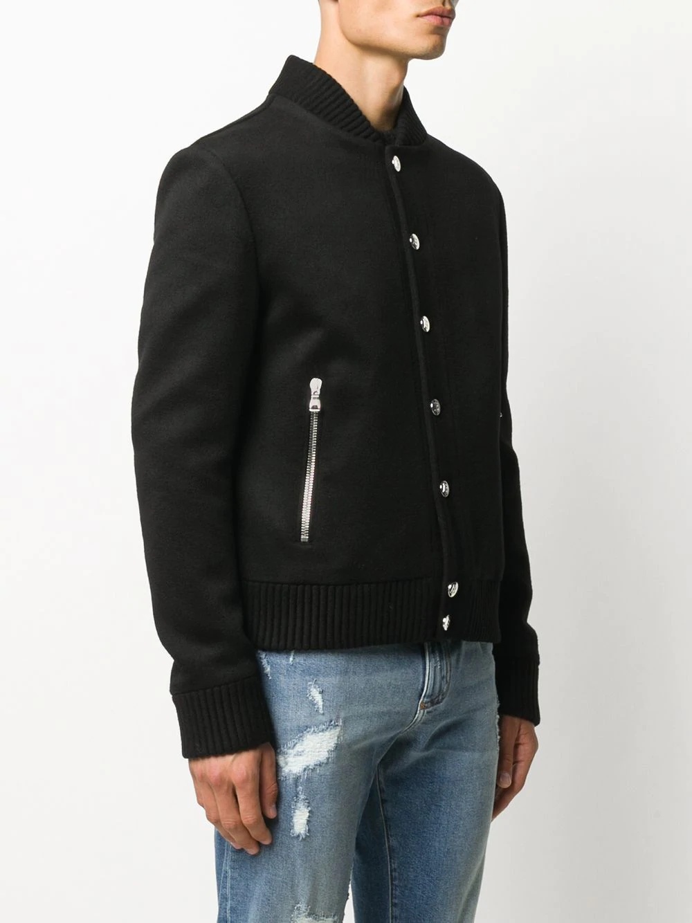 embossed logo bomber jacket - 3