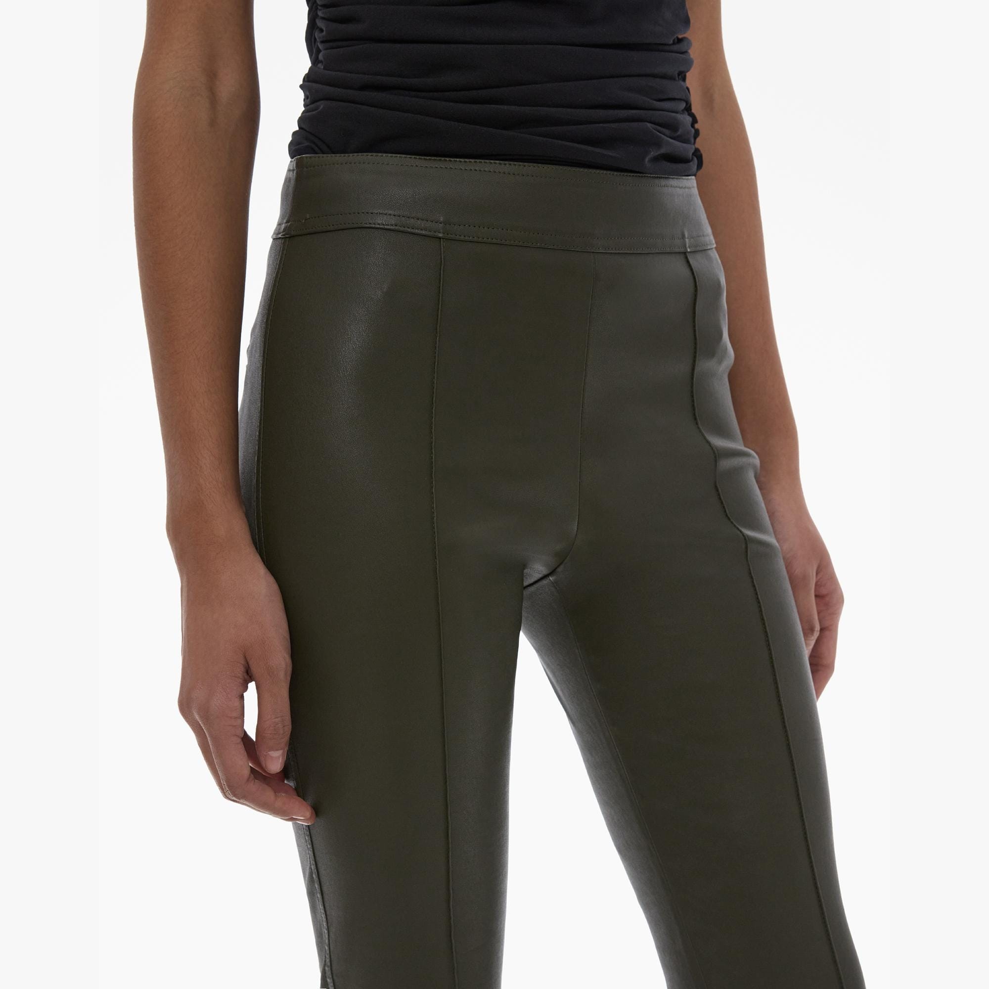 CROPPED FLARE LEATHER PANT - 6