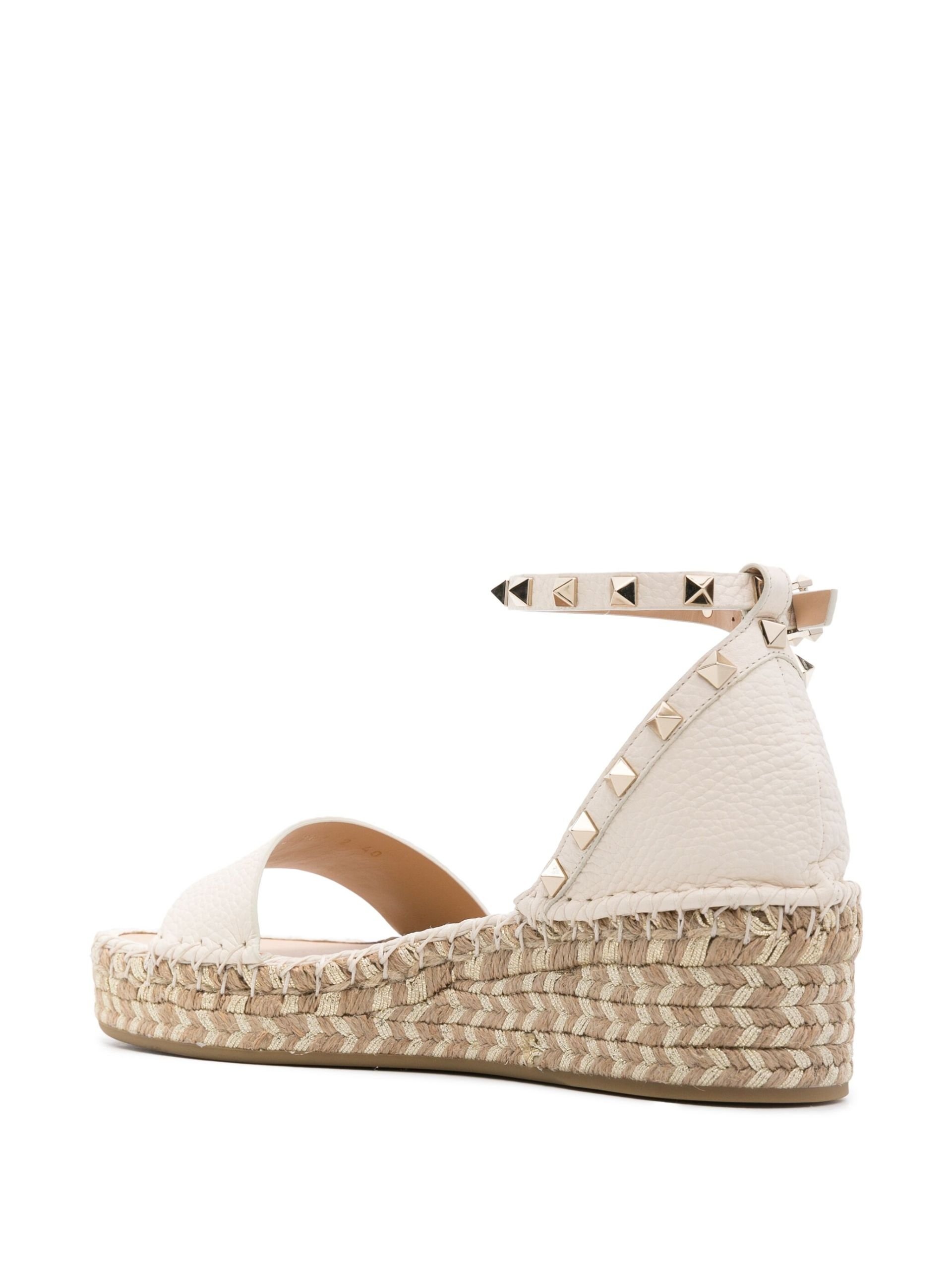 Neutral Rockstud 55 Leather Espadrilles - 3