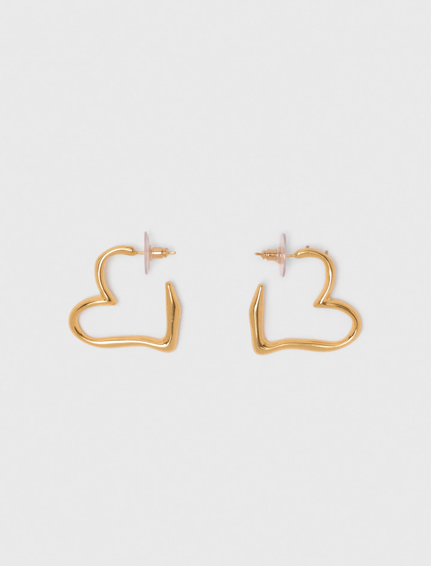 Gold-plated heart hoop earrings - 1