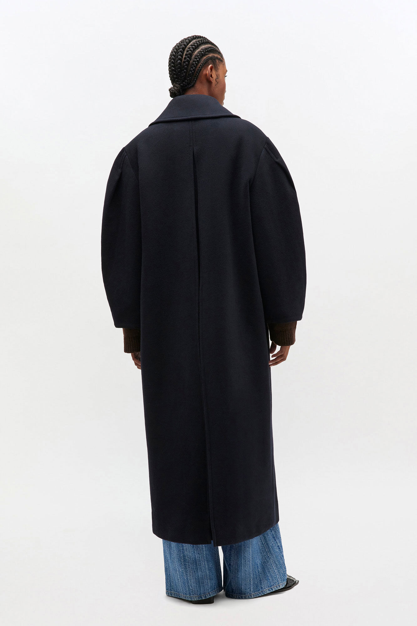 DARK BLUE WOOL PEACOAT LONG - 3