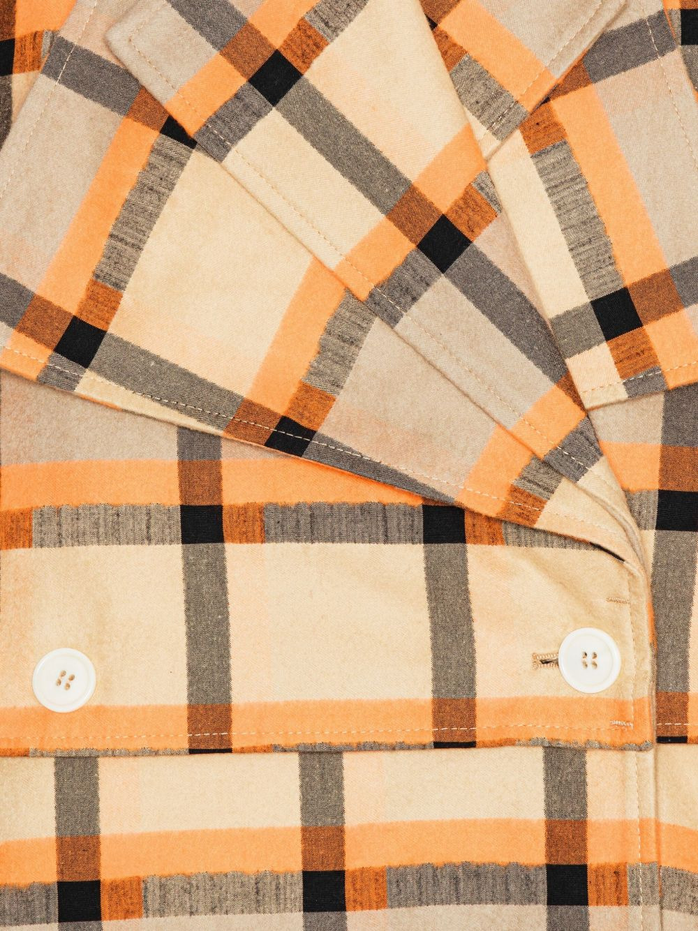 checked double-breasted trench coat - 3