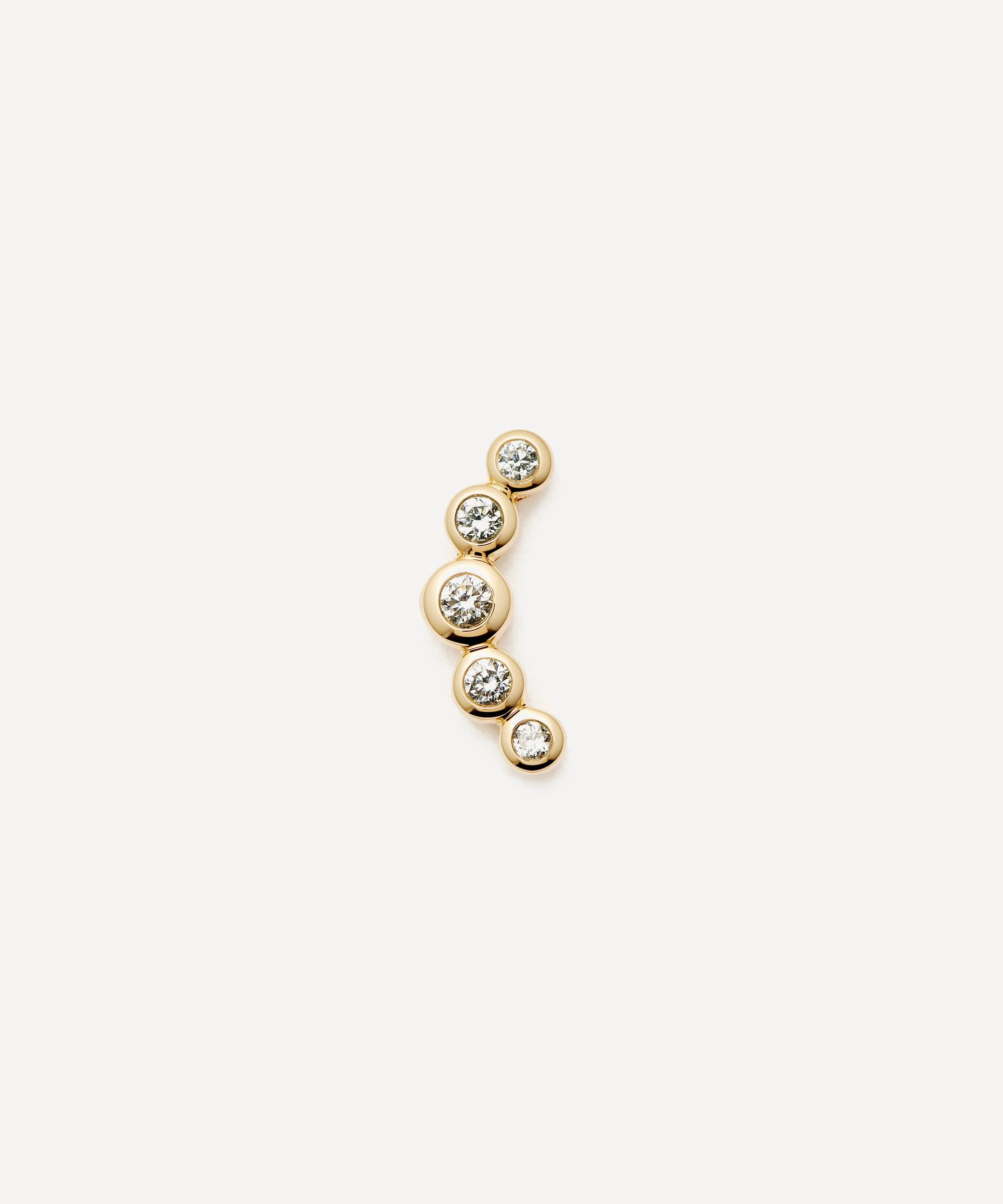 14ct Gold Diamond Ear Climber Flat Back Stud Earring - 1