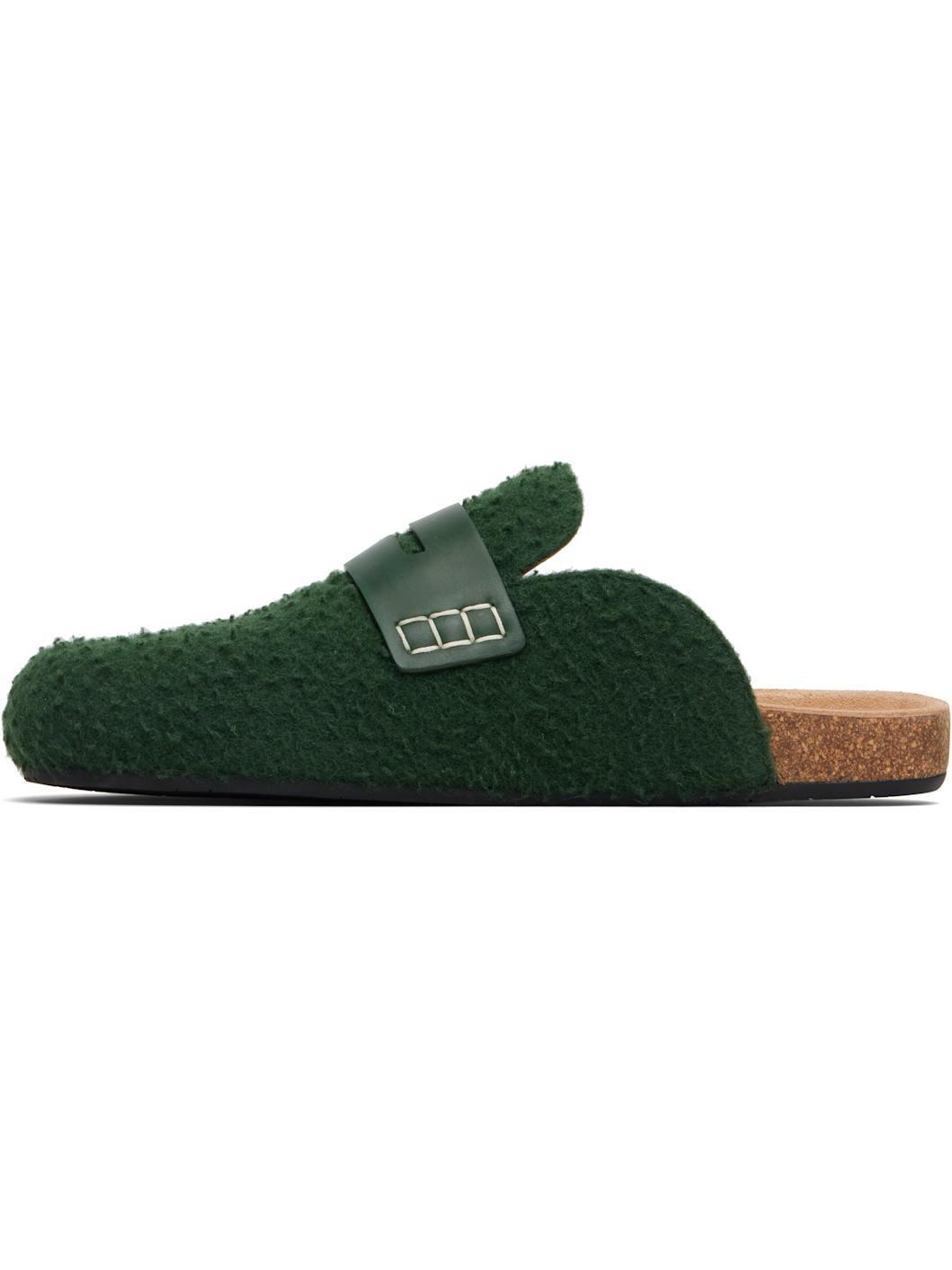 Green Felt Loafers - 3