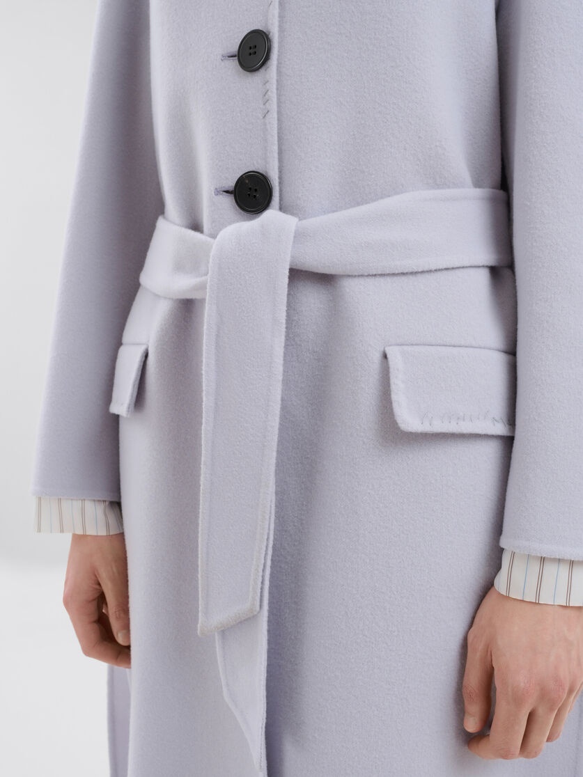 PURPLE FELT COAT WITH WAIST BELT - 5