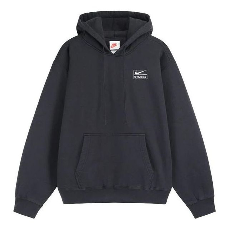 Nike x Stussy Crossover 태양열 집열기 태양열 집열기 자수 캐주얼 Pullover Unisex 검정 DN4029-01 - 1