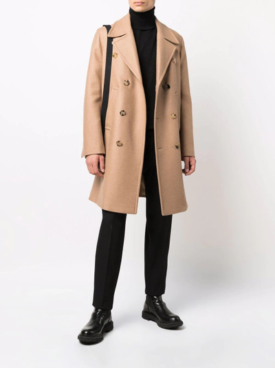 Neil Barrett logo-button double-breasted mid-length coat outlook