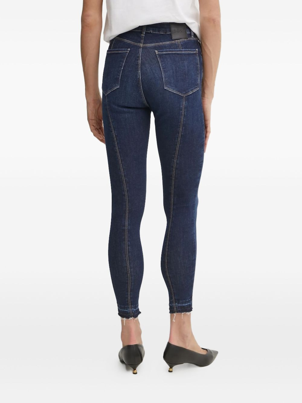 panelled frayed-hem jeans - 2