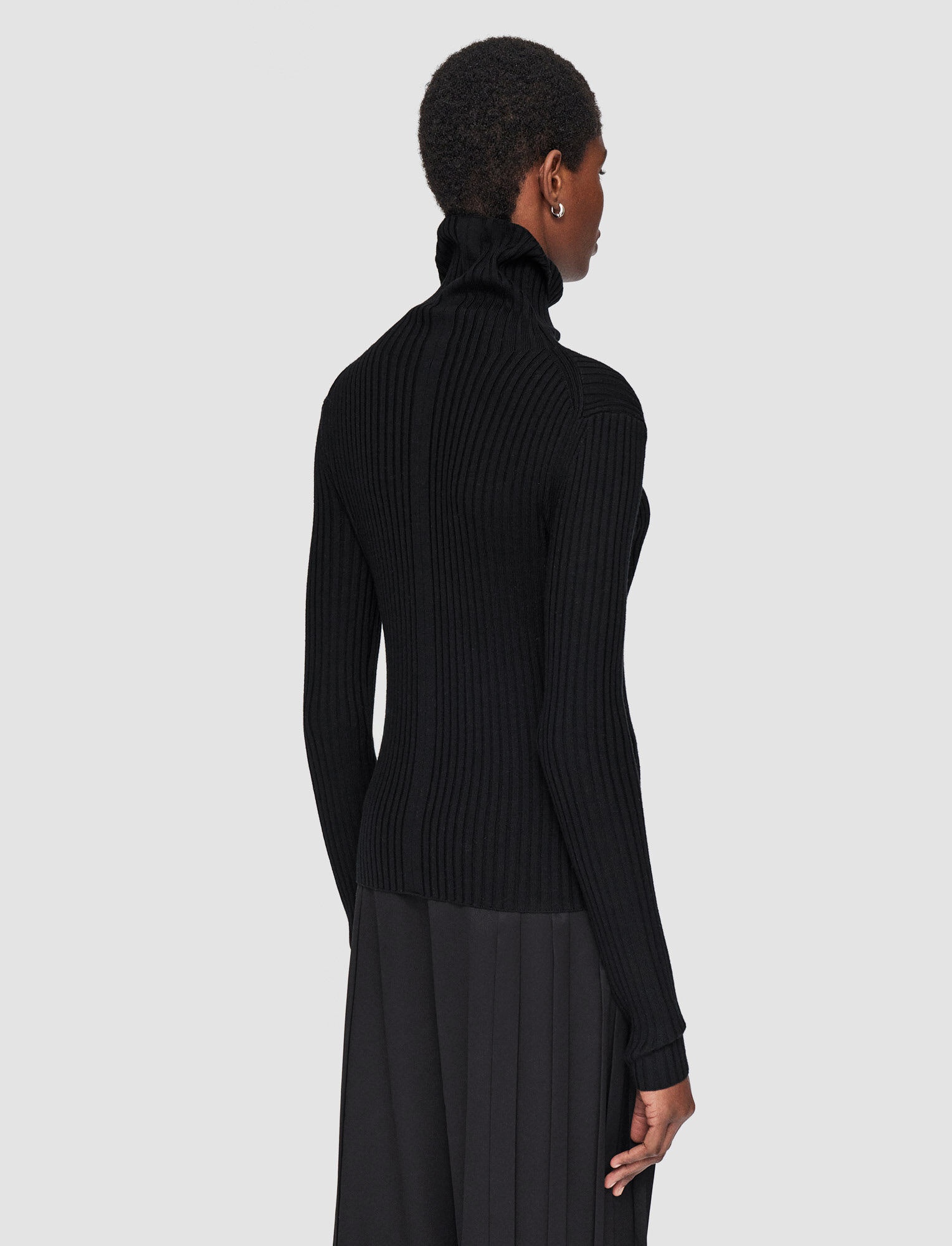 Merino Silk Rib High Neck Jumper - 4