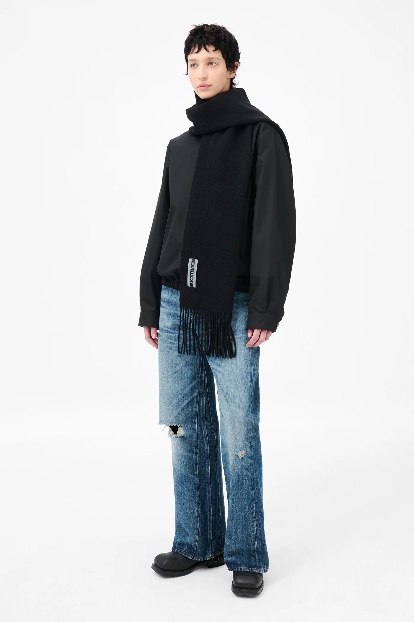 Our Legacy Estate Scarf Black Double Wool | REVERSIBLE Our Legacy Estate Scarf Black Double Wool | REVERSIBLE