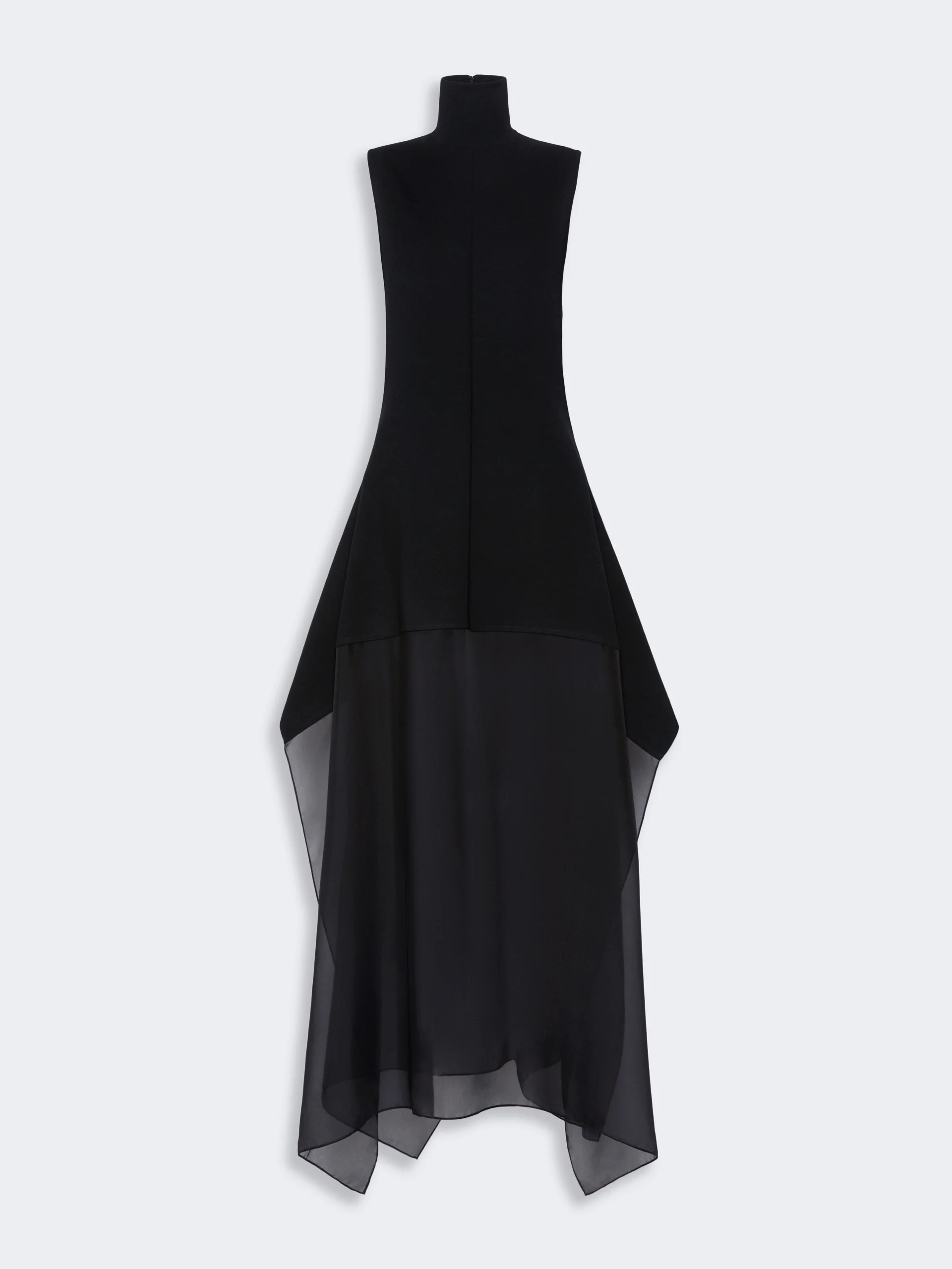 OTRE Long viscose knit and silk georgette dress - BLACK - 1