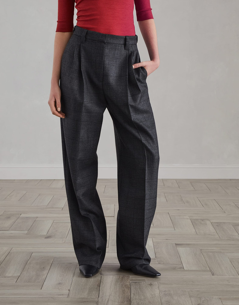 Virgin wool Prince of Wales relaxed tailored trousers - 1