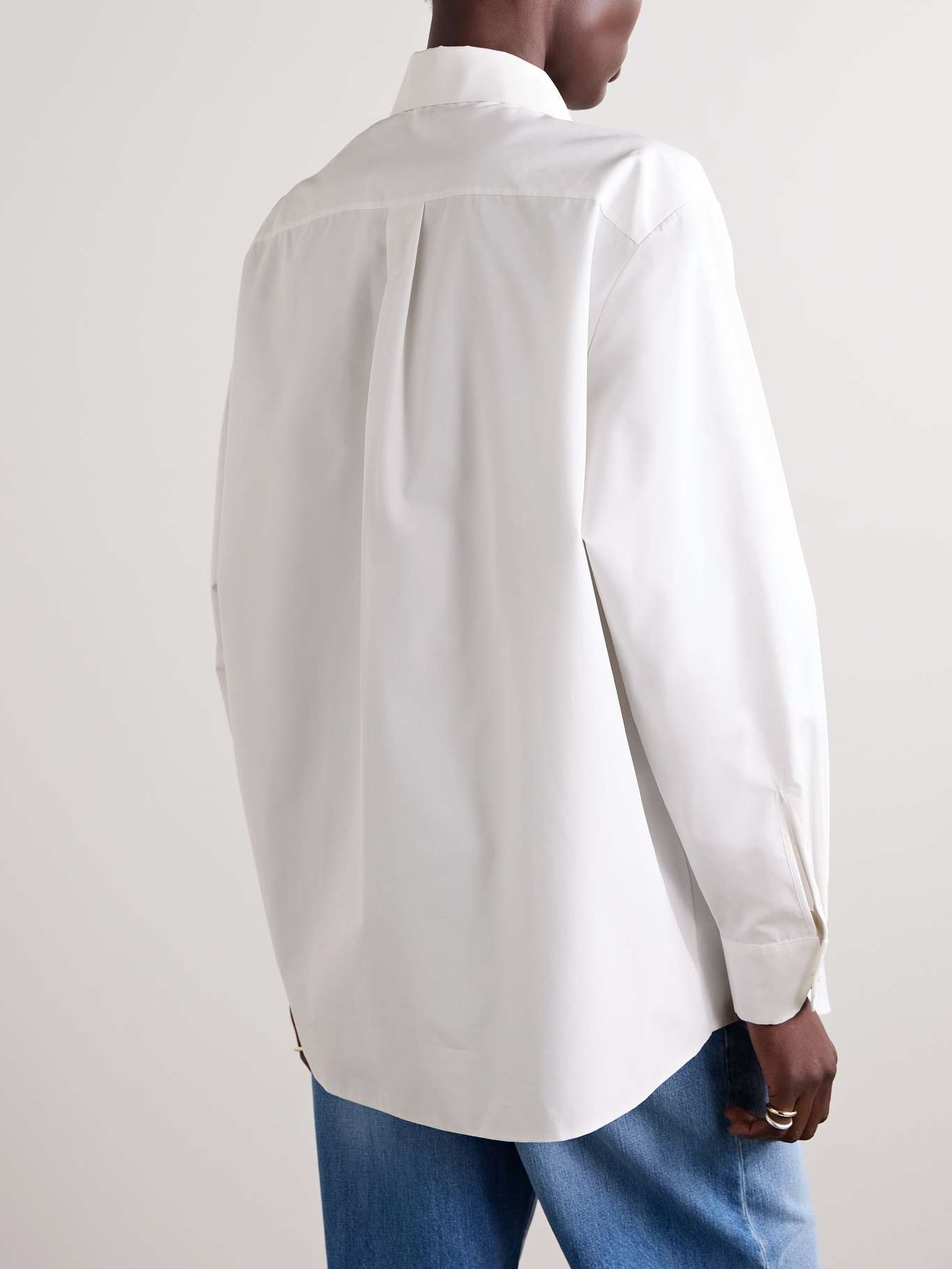 Oversized embellished cotton-poplin shirt - 4