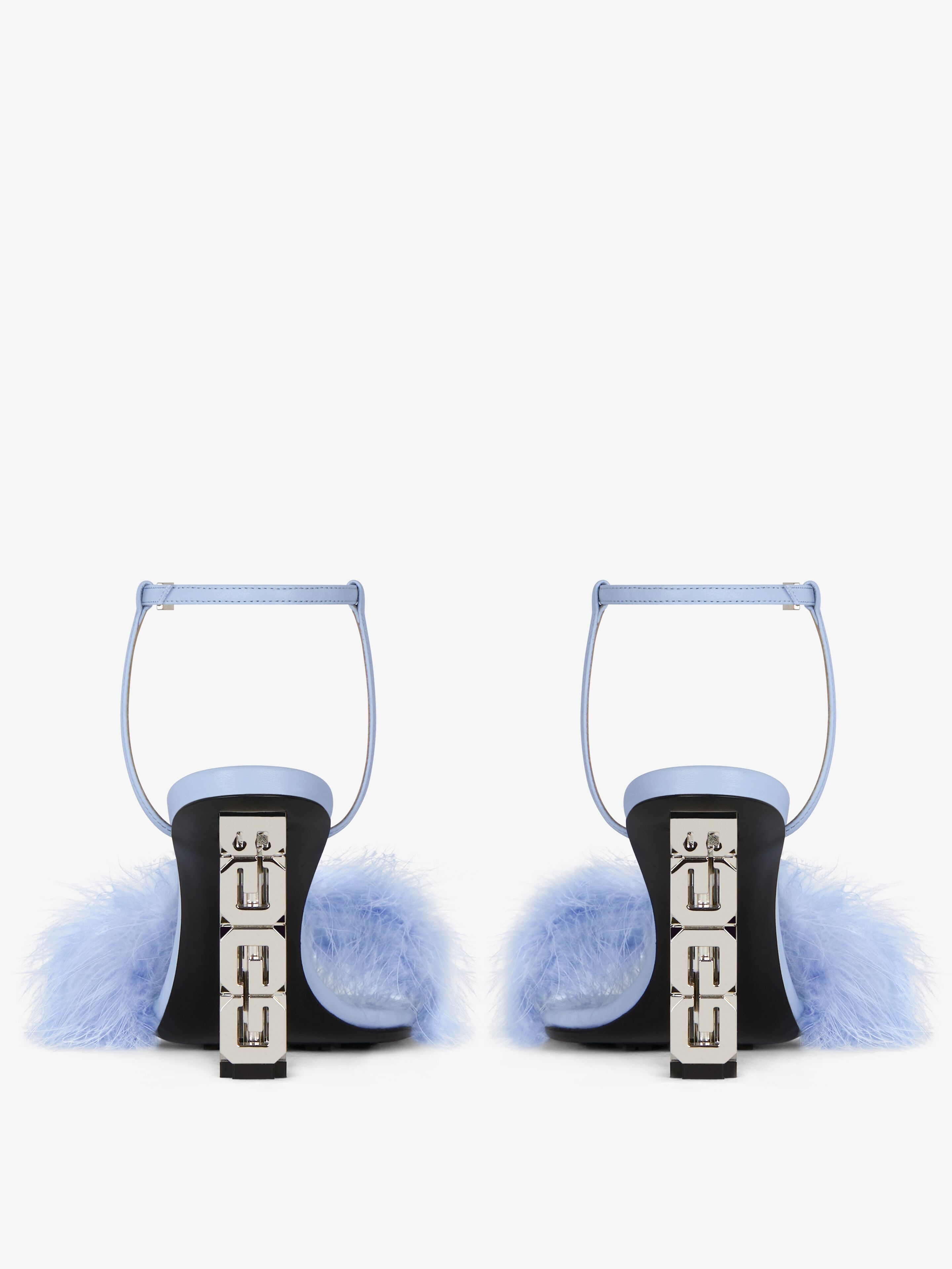 G CUBE SANDALS IN LEATHER WITH FEATHERS - 7