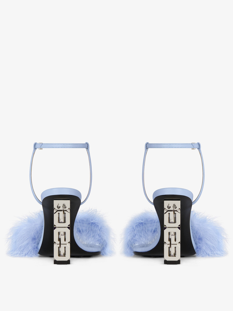 G CUBE SANDALS IN LEATHER WITH FEATHERS 7