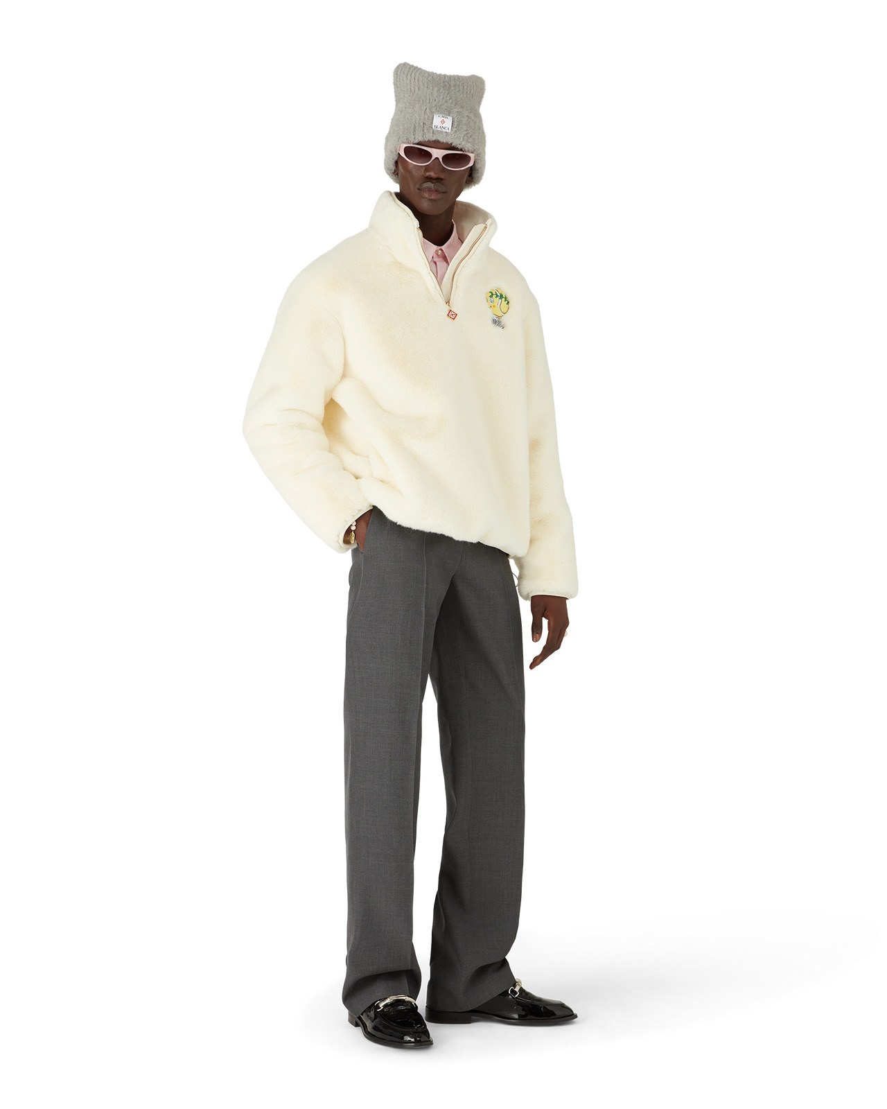 Tennis Mascot Quarter Zip Fake Fur Jacket | Casablanca Paris - 2