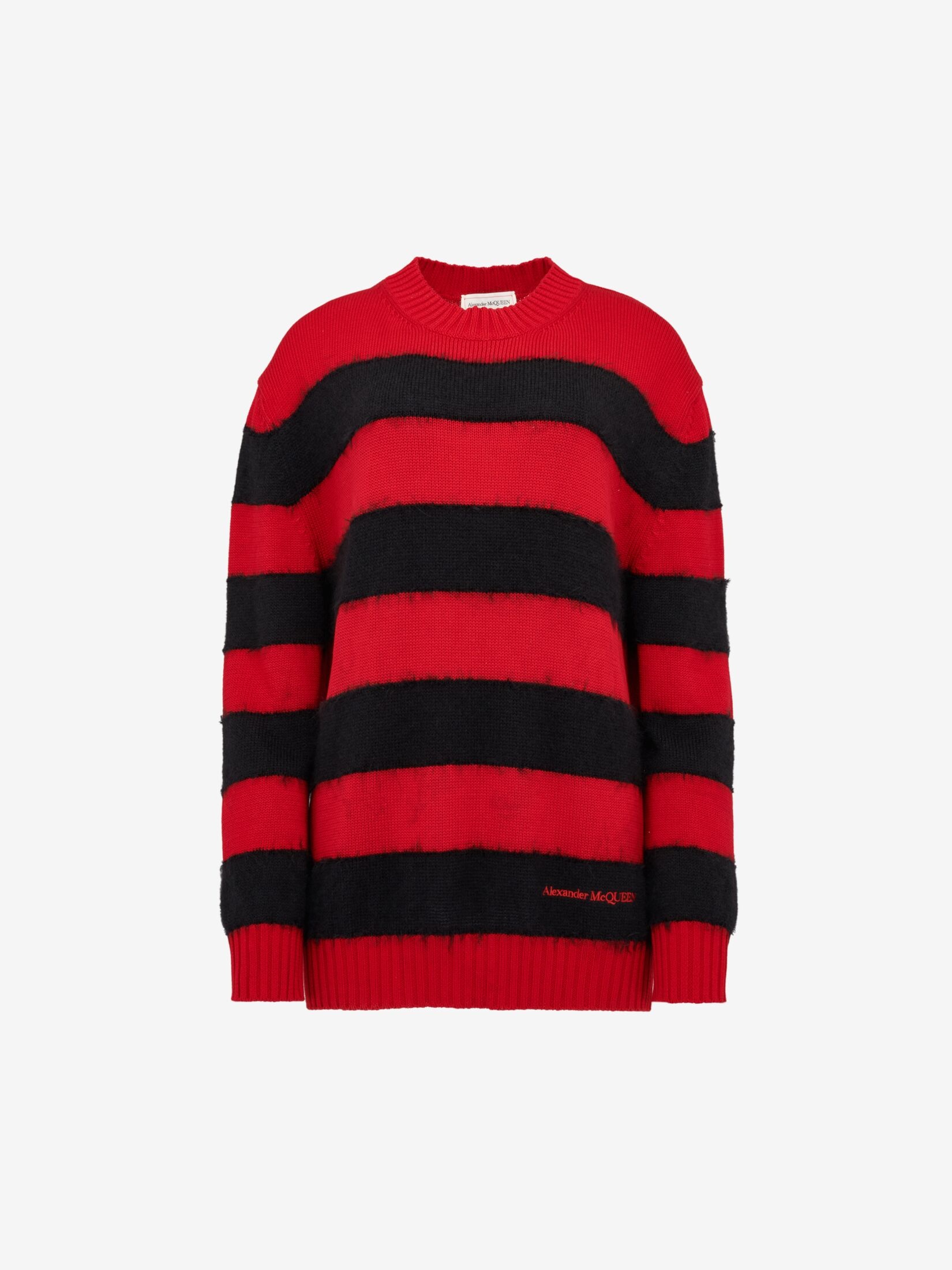 Women's Striped Crew-neck Jumper in Red/black - 1