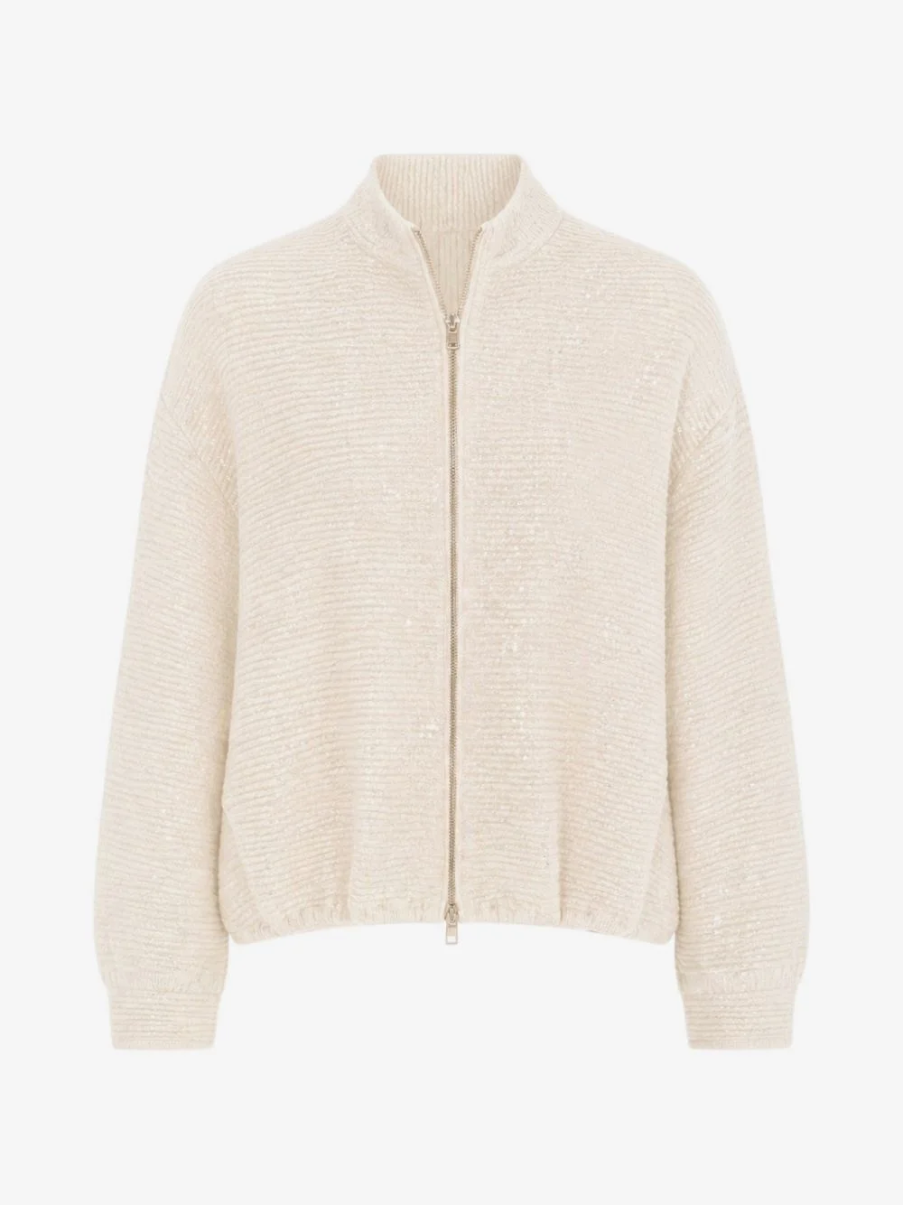 sequin-embellished ribbed-knit bomber jacket - 1
