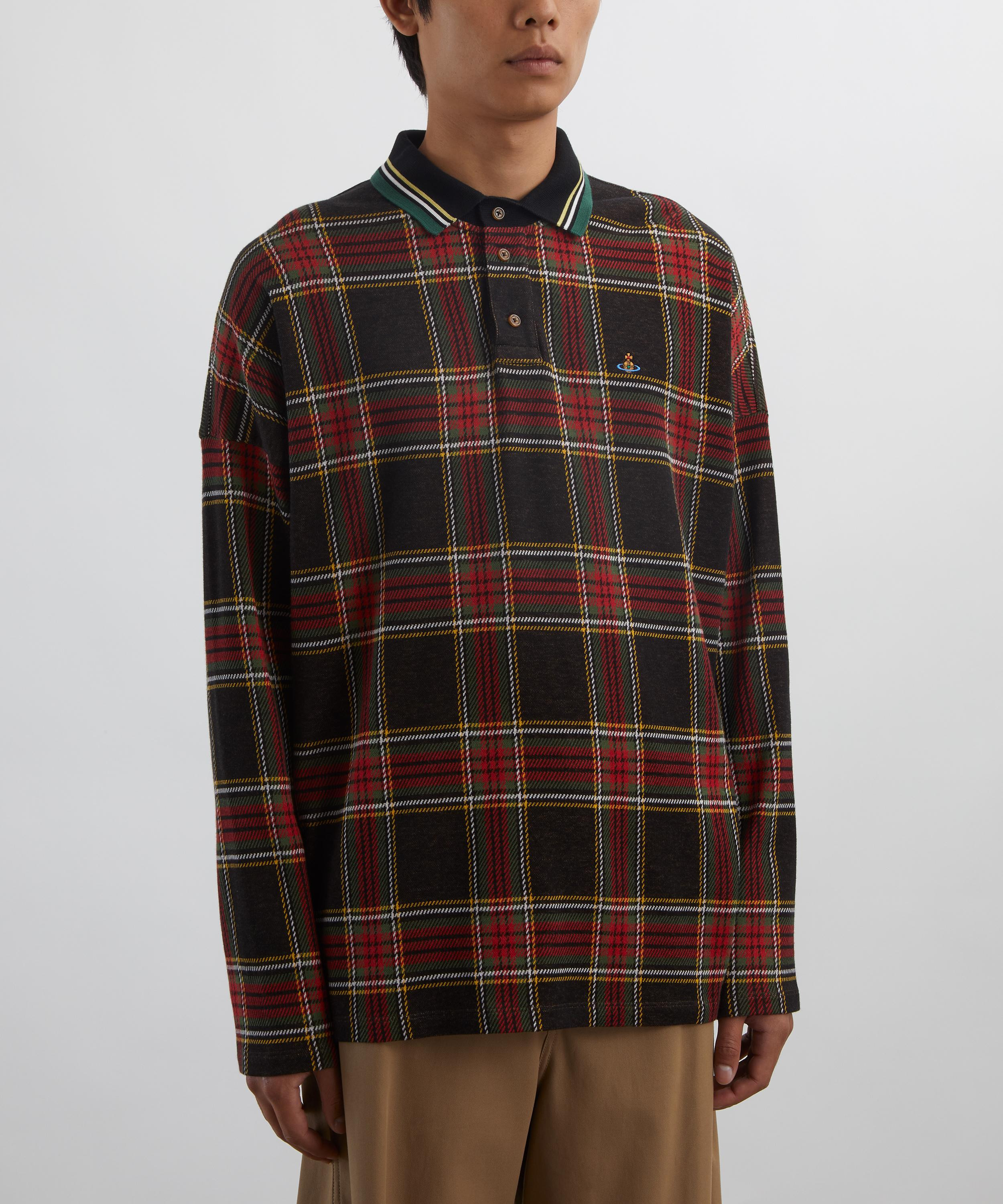 Long-Sleeve Tartan Polo - 3