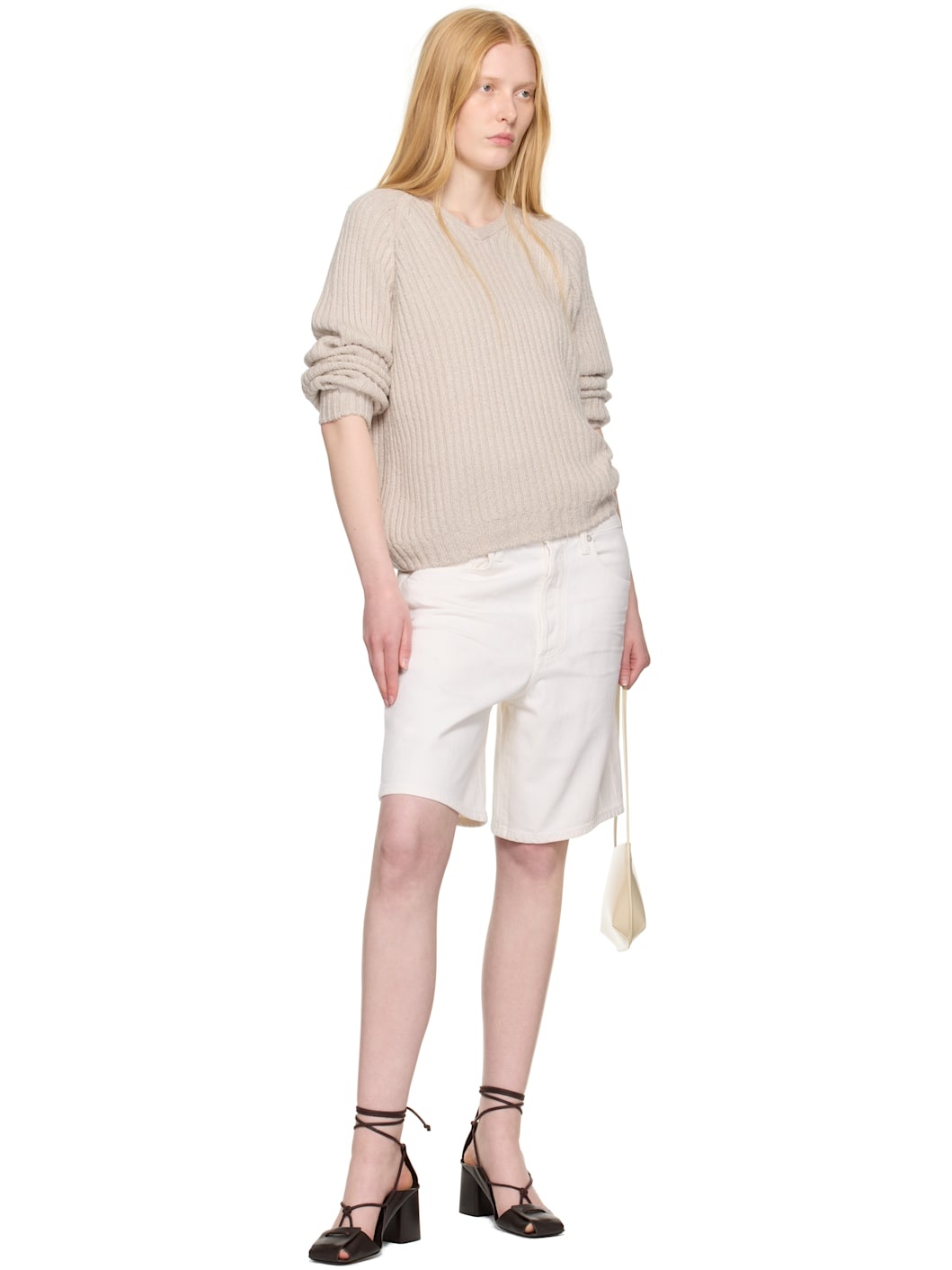 White Indra Denim Shorts - 4