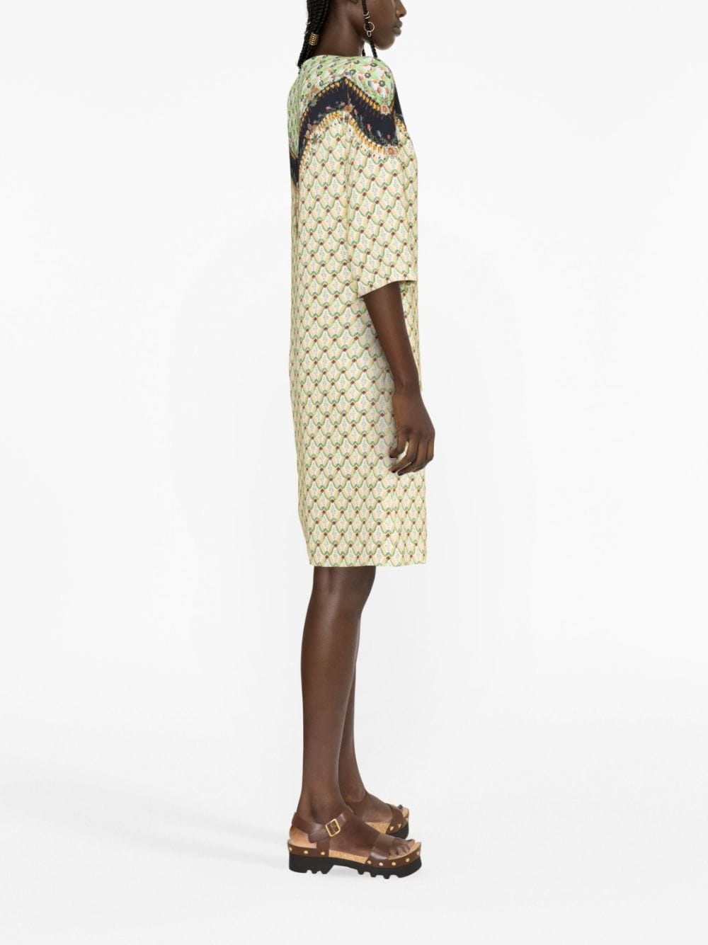 mix-print shift dress - 3