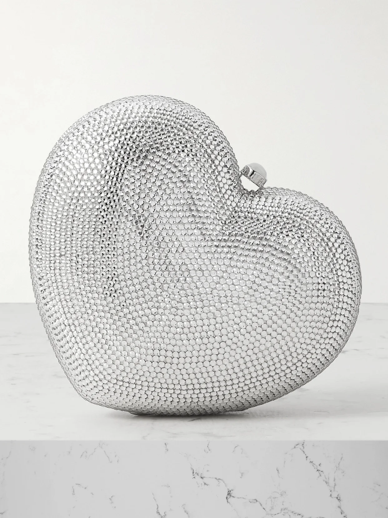 L'amour Petit Coeur Crystal-embellished Silver-tone Clutch - 1