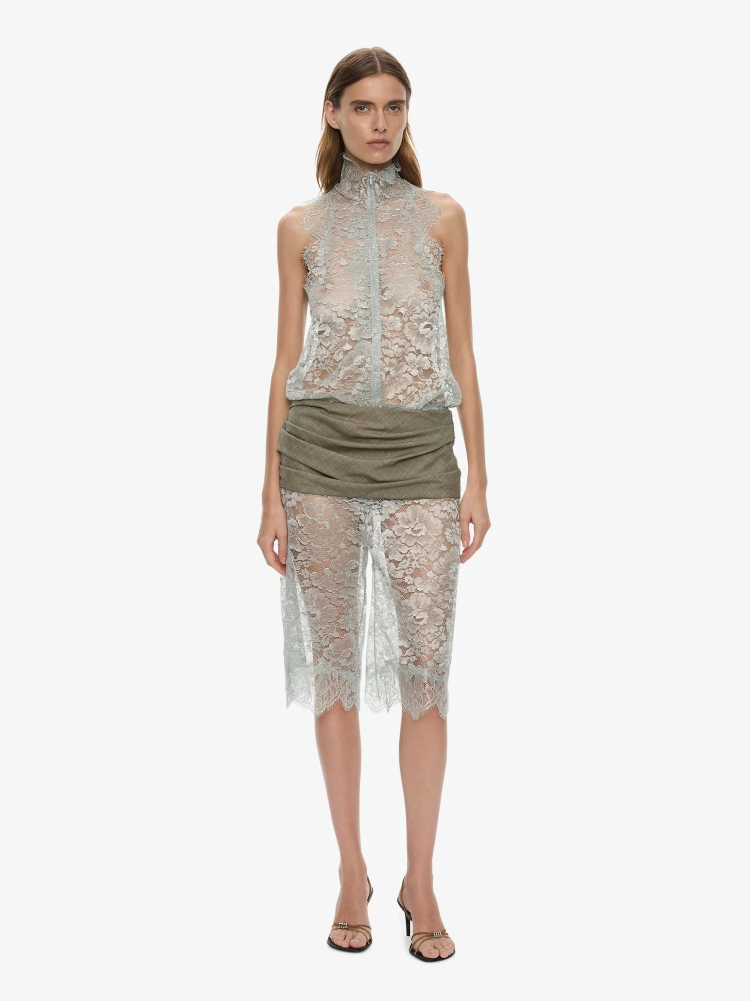 Moonlit Patina Lace Cummerbund Shorts - 1