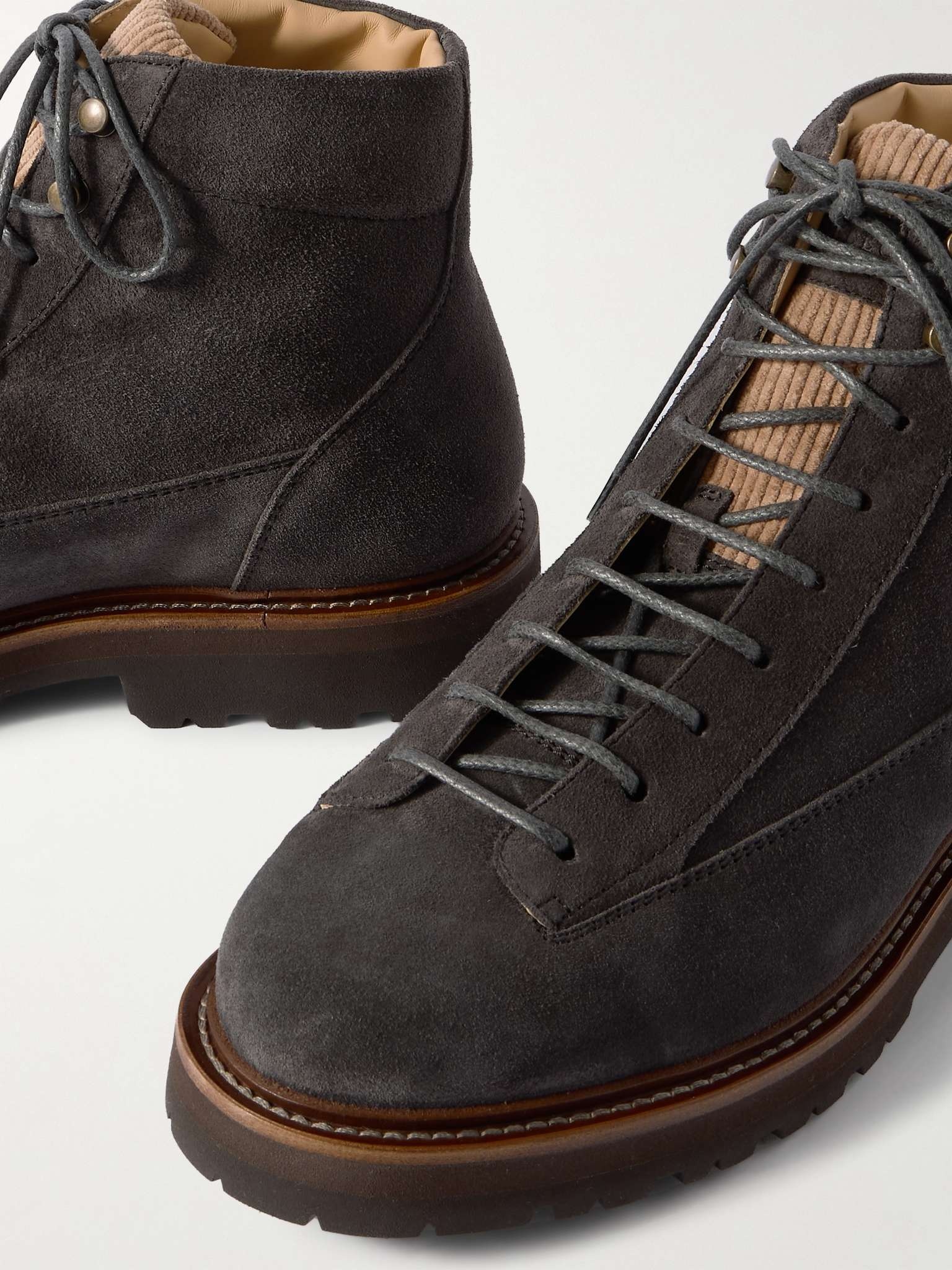 Corduroy-Trimmed Suede Boots - 4