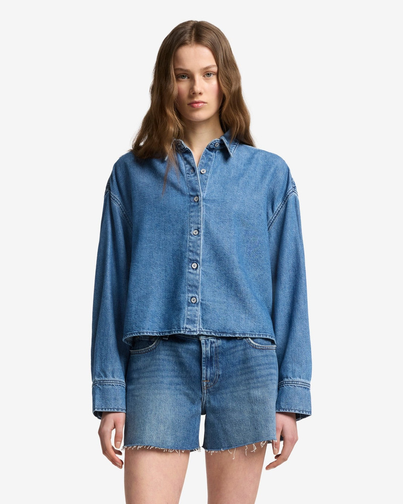 7 For All Mankind Weightless Nina Cropped Shirt in Hilo outlook