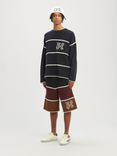 Palm Angels Monogram Striped Knit Shorts outlook