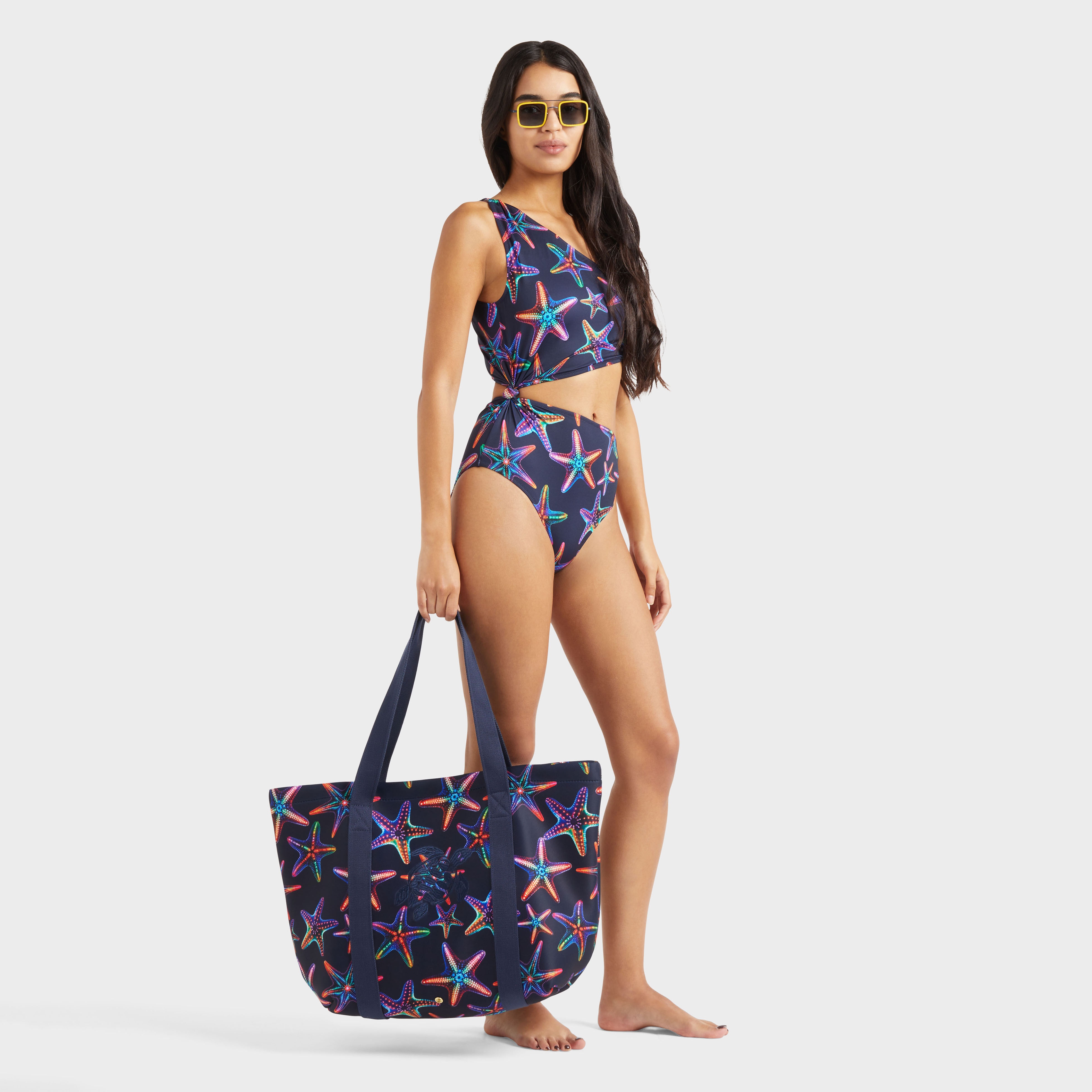 Women Assymetric Bikini One-piece Swimsuit Disco Stars - 5