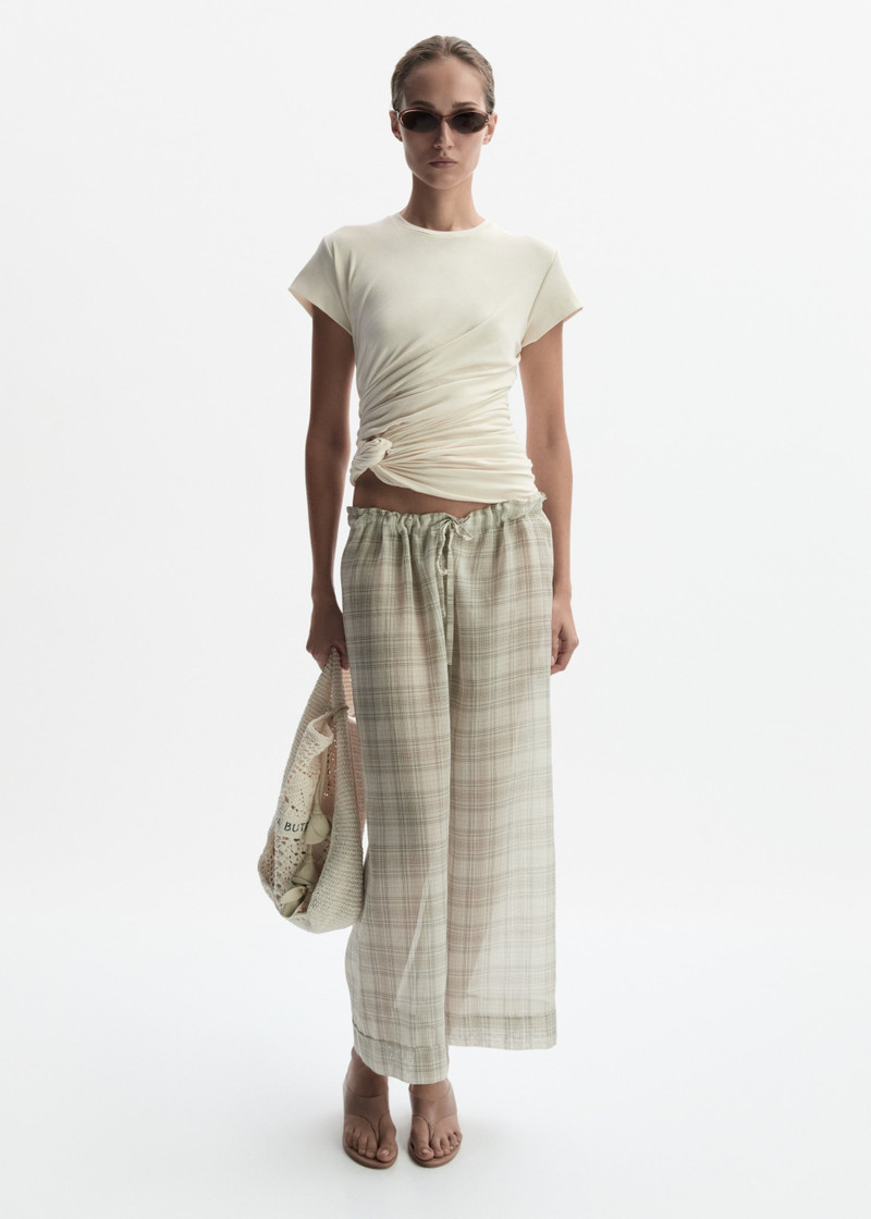 MAGDA BUTRYM Side-knot draped t-shirt in cream outlook