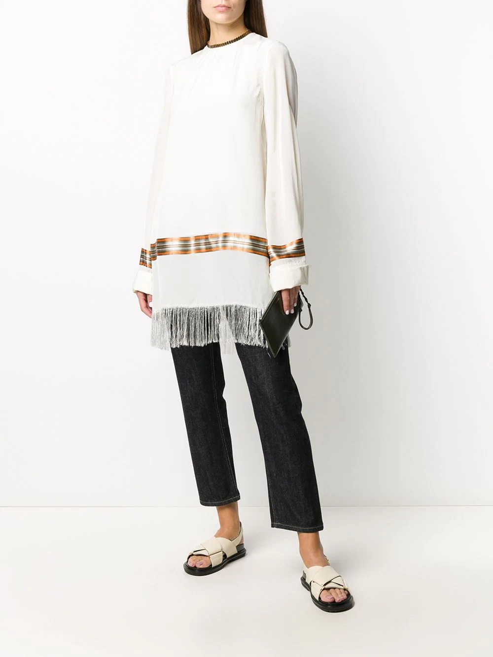 fringed stripe detail blouse - 2