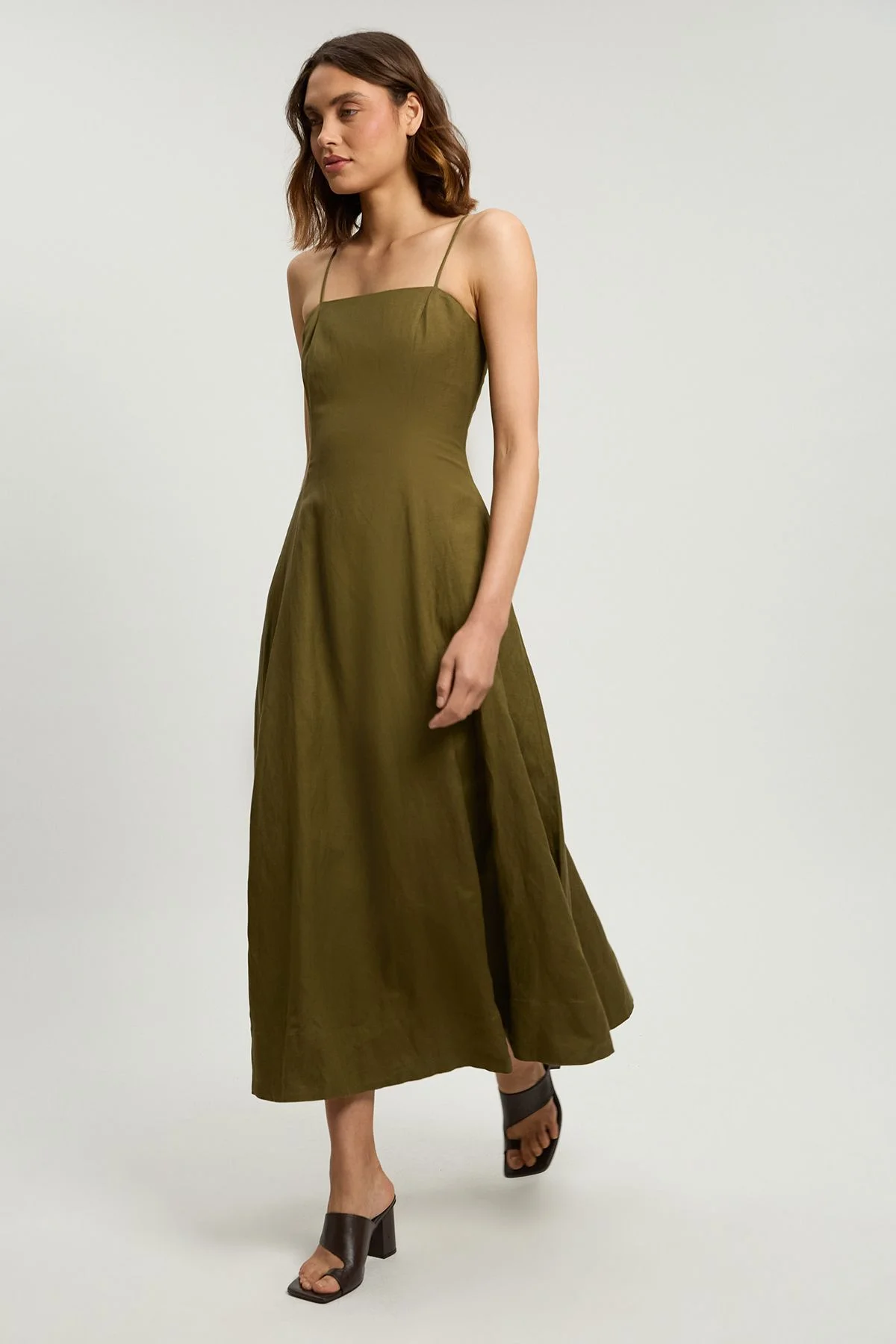 Viscose Linen Woven Maxi Prom Dress - 1