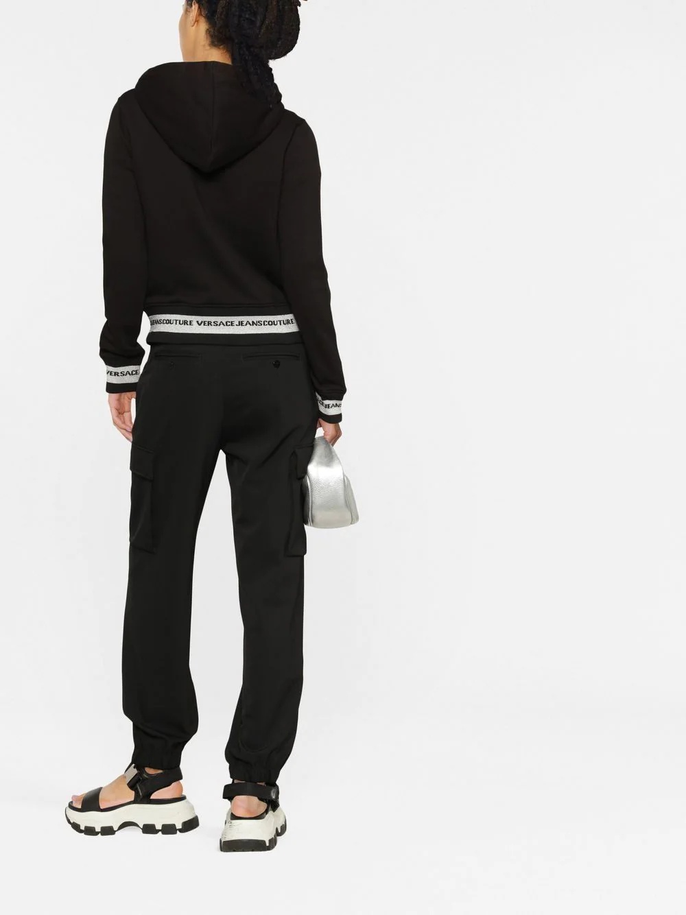 logo-embroidered zip-up hoodie - 4