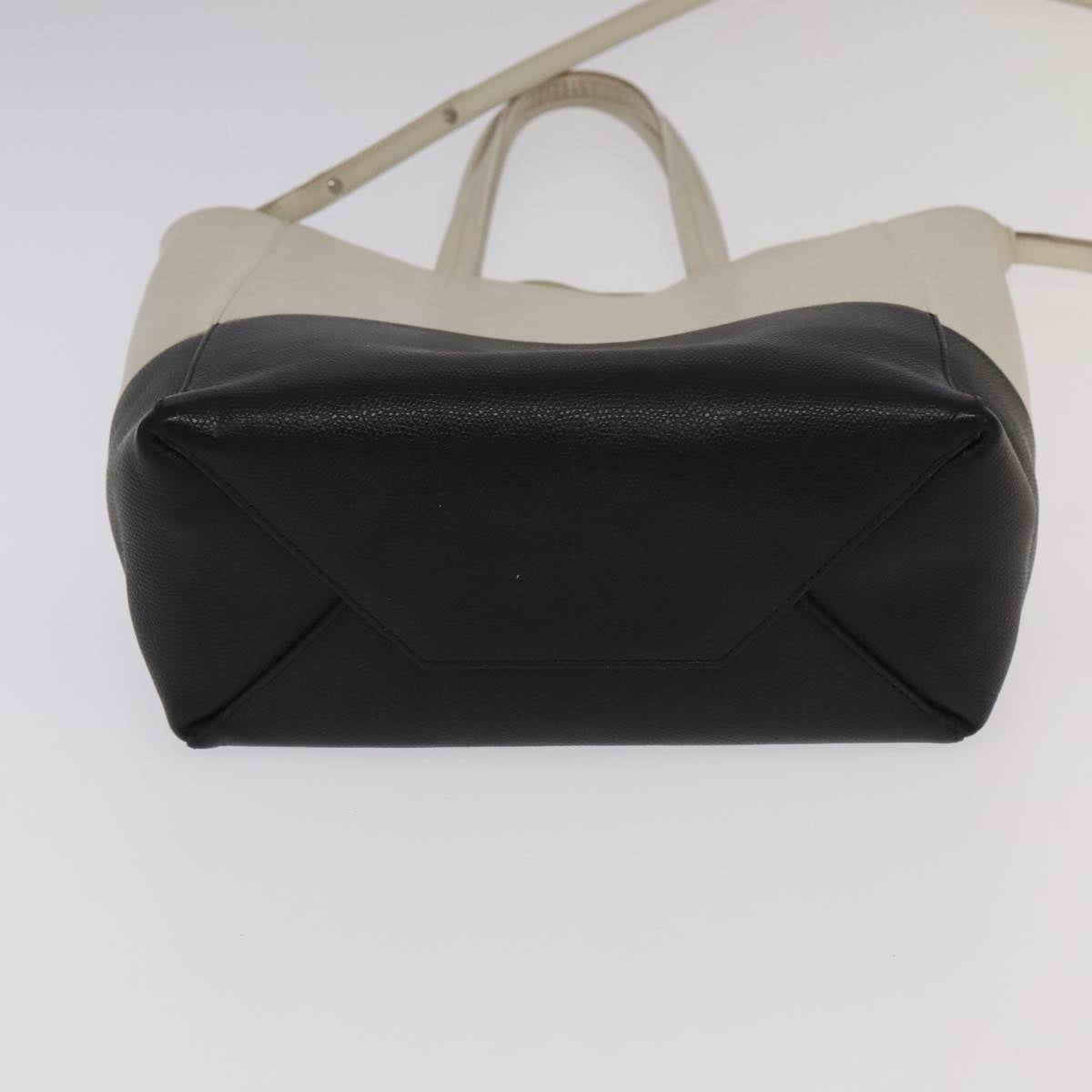 CELINE Horizontalkava Tote Bag Leather Black White Silver - 5