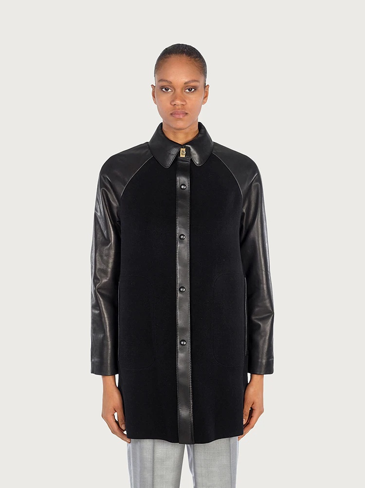 WOOL AND CASHMERE COAT WITH NAPPA ACCENTS - 2