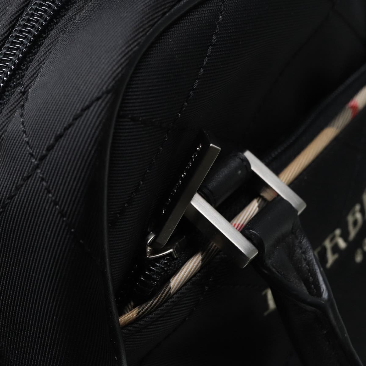 Burberry Hand Bag Nylon Black Silver - 11